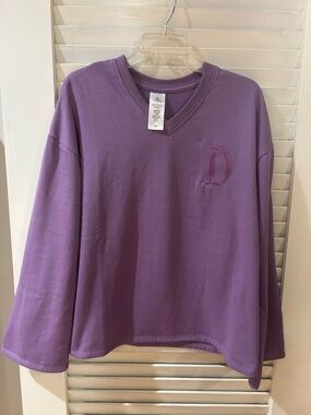 Disneyland Purple V-Neck Embroidered Sweatshirt